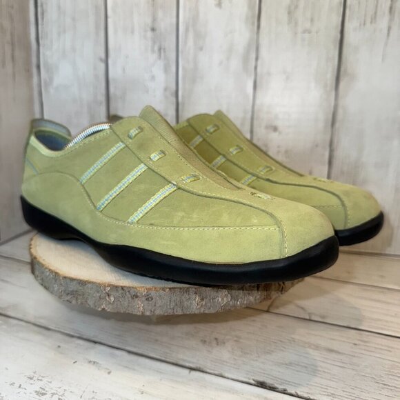 Clarks Mens Casual Cloud Stepper Nubuck Slip On Loafer Shoes Sz 7W Green - Picture 1 of 7